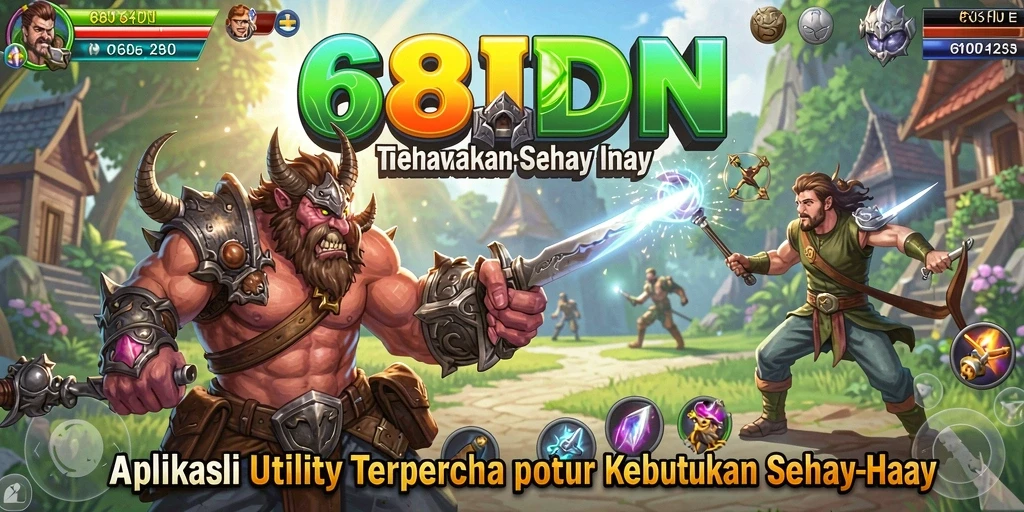Screenshot utama menunjukkan interface aplikasi 68IDN yang user-friendly.