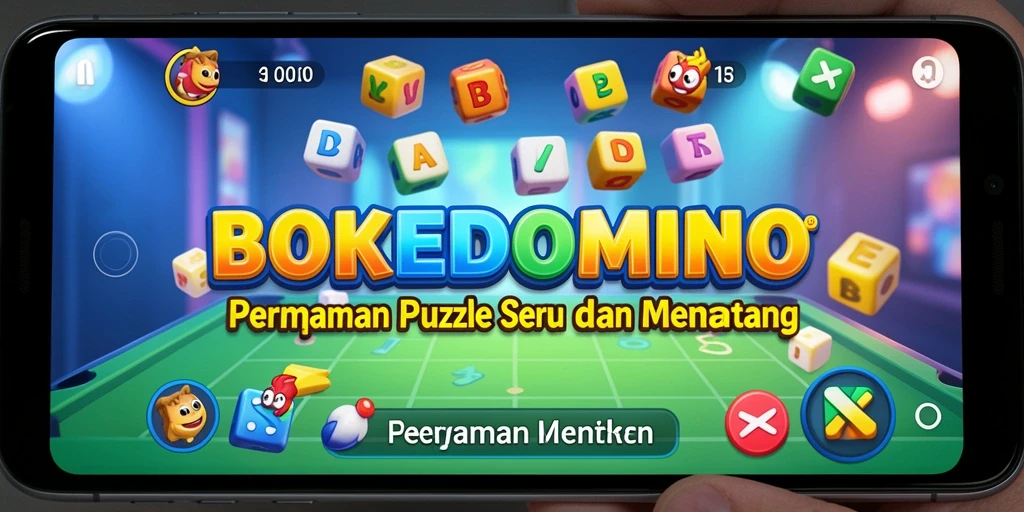 Tampilan gameplay BOKEDOMINO dengan tantangan Puzzle menarik.