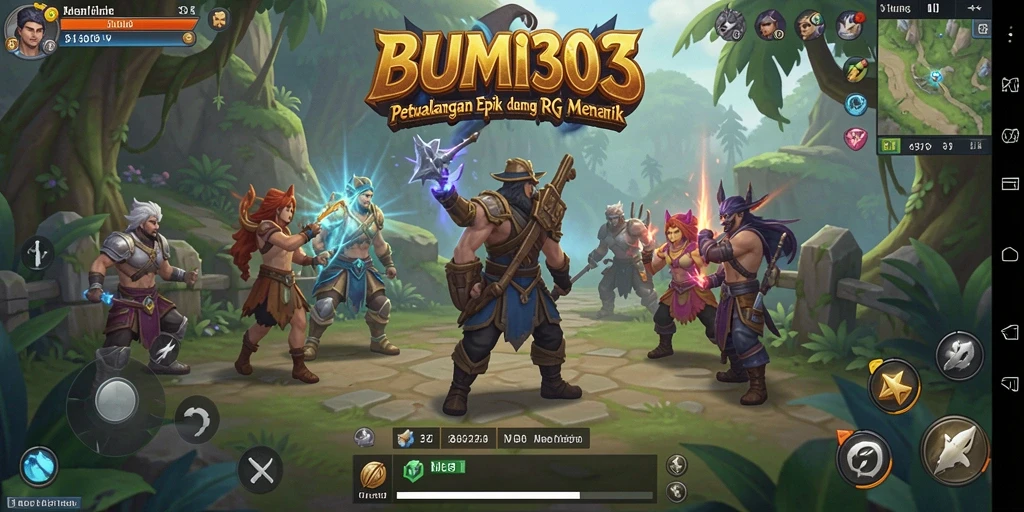 Tampilan gameplay seru dari BUMI303 dalam petualangan RPG.