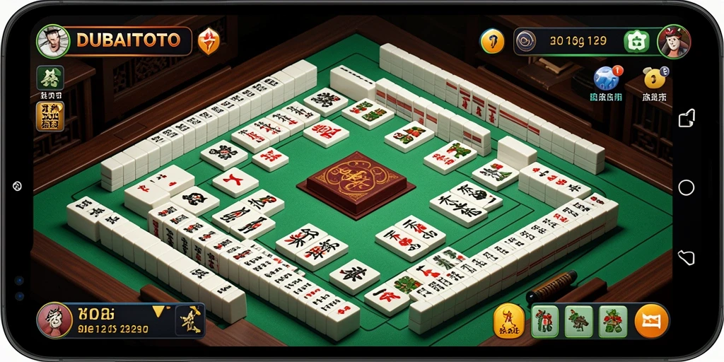 Screenshot gameplay DUBAITOTO dengan aksi Mahjong seru.