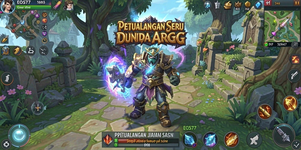 Tampilan aksi seru dalam gameplay ARPG EOS77.