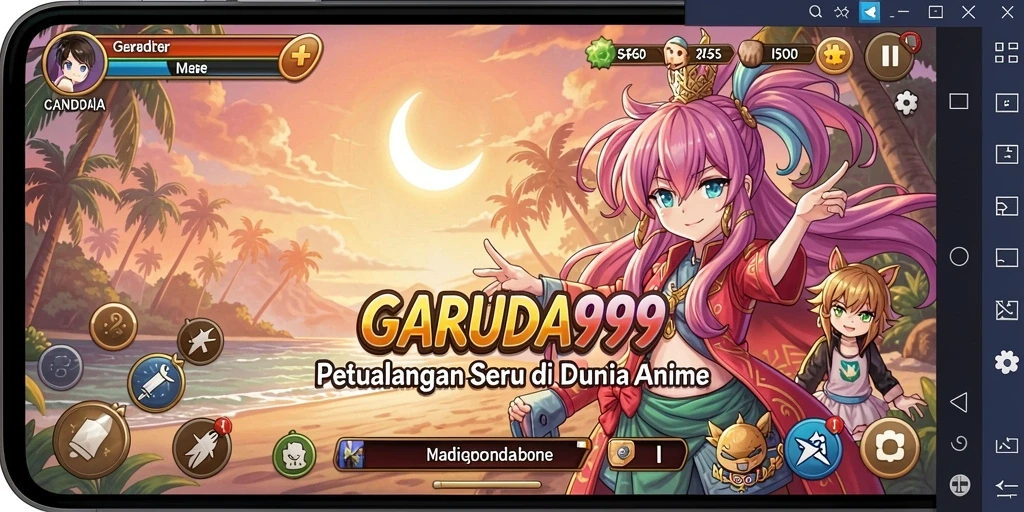 Tampilan gameplay GARUDA999 dengan karakter anime yang dinamis.