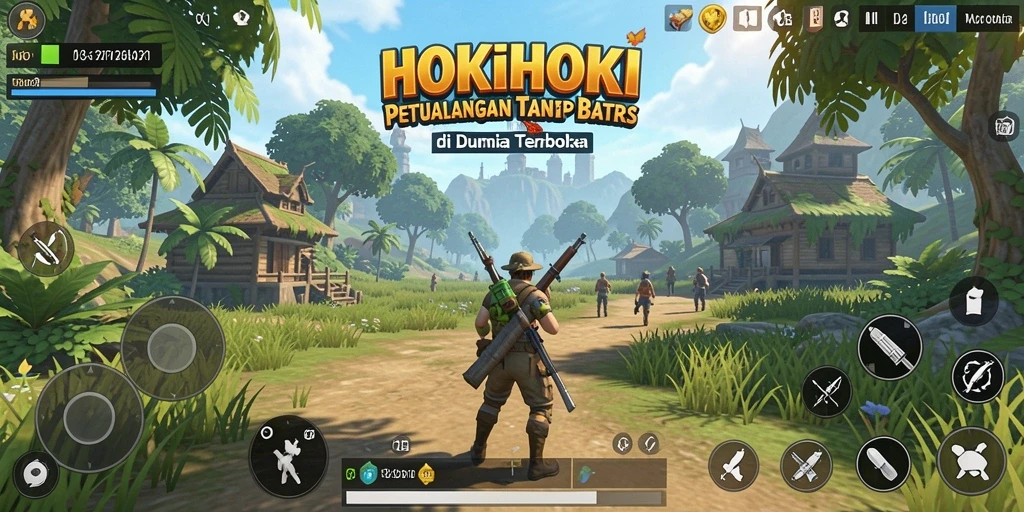 Tampilan gameplay HOKIHOKI yang menampilkan dunia terbuka yang luas.
