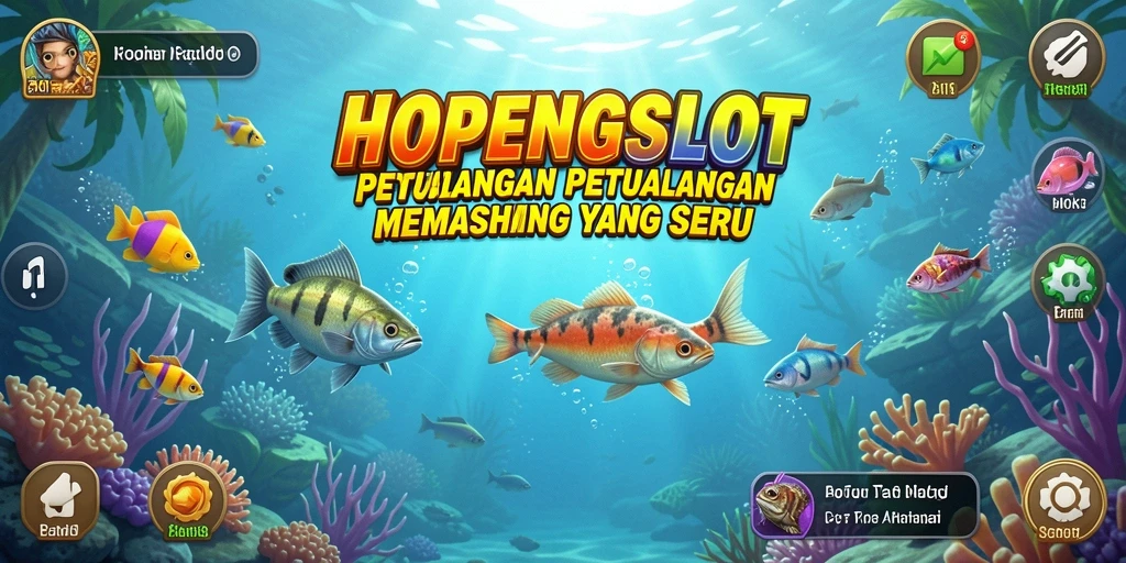 Tampilan seru gameplay HOPENGSLOT saat menangkap ikan di laut.