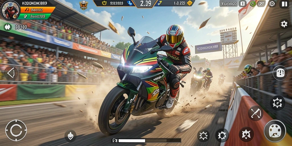 Gameplay seru KODOKHOKI889 dengan balapan motor yang mendebarkan.