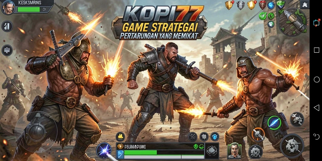 Tampilan gameplay menegangkan dalam KOPI77 yang menunjukkan strategi pertempuran.