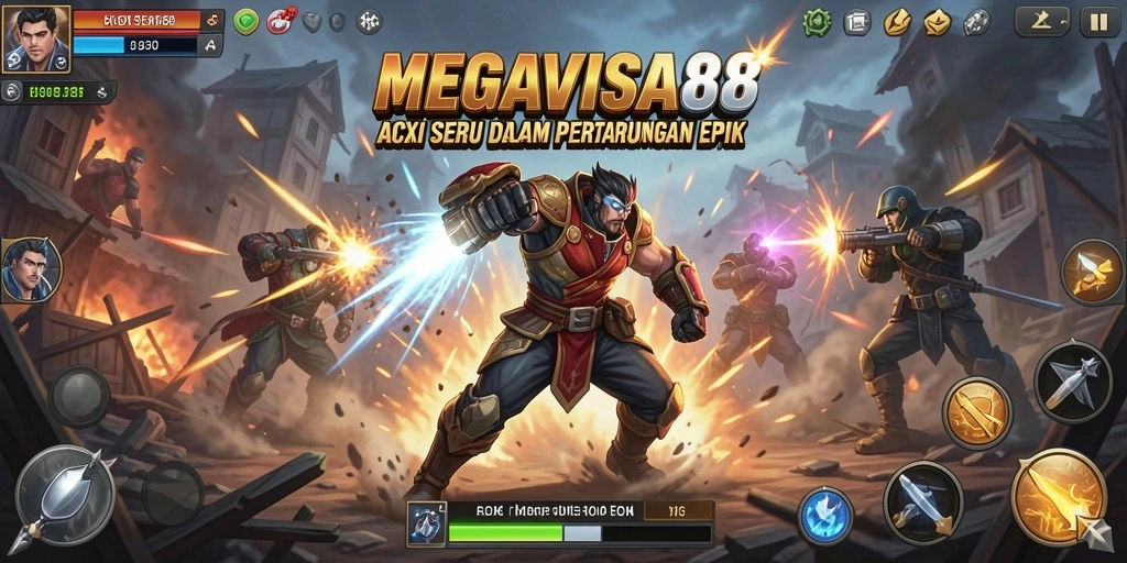Tampilan seru gameplay MEGAVISA88 saat aksi pertempuran berlangsung.