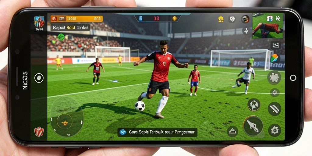 Tangkapan layar gameplay NX303 menampilkan aksi pertandingan sepak bola yang mendebarkan.